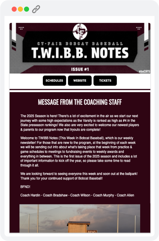 Cy Fair Baseball Newsletter