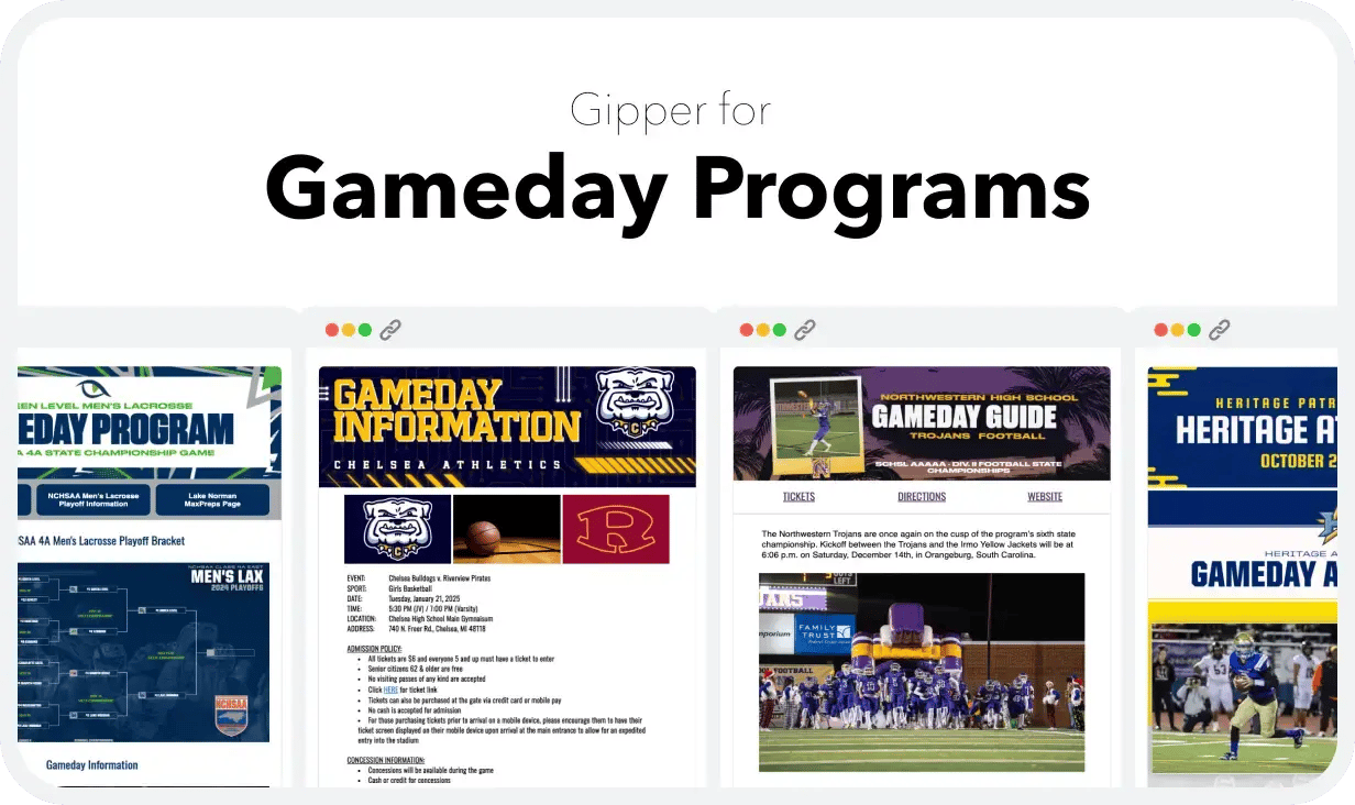 Gameday Programs Use Case Page