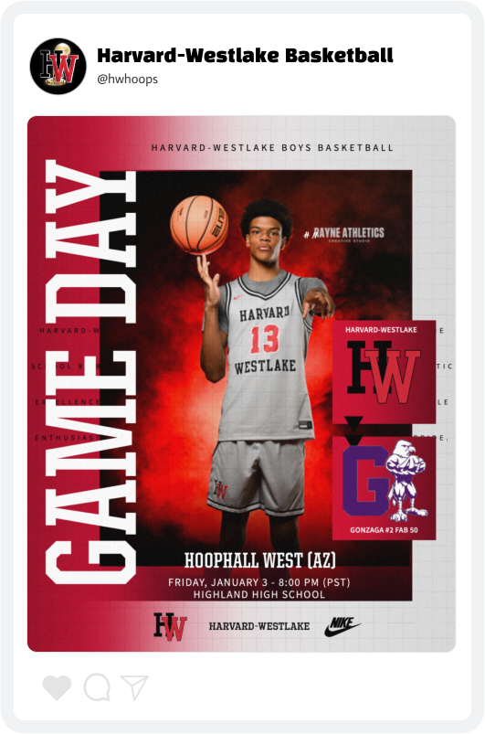 Harvard-Westlake Boys' Basketball Game Day Graphic