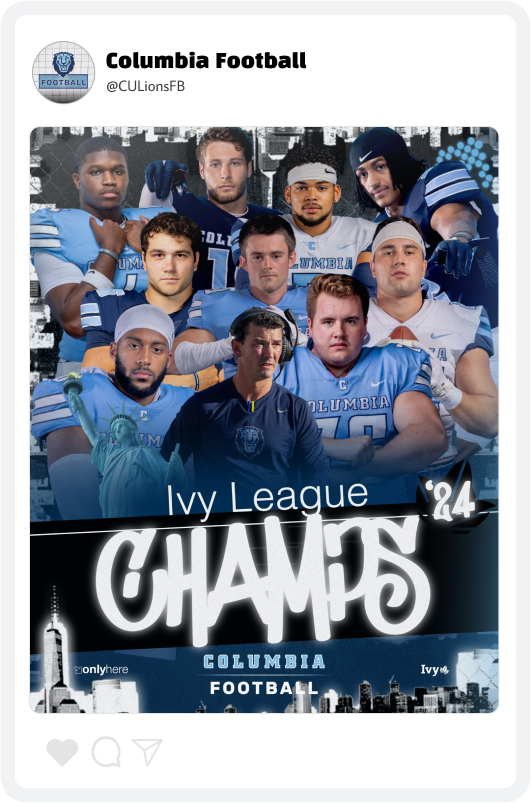 Columbia University Football Champions Announcement Graphic