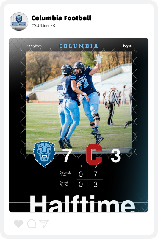 Columbia University Football Score Update Gaphic