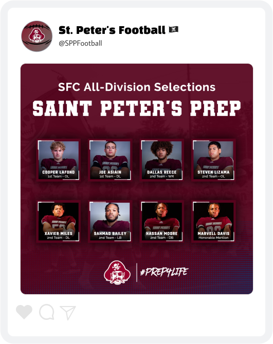 St. Peter's Prep Football Award Graphic