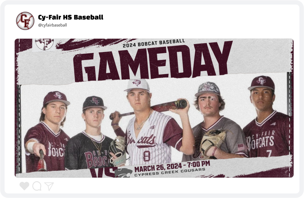 Cy-Fair High School Baseball Gameday Graphic