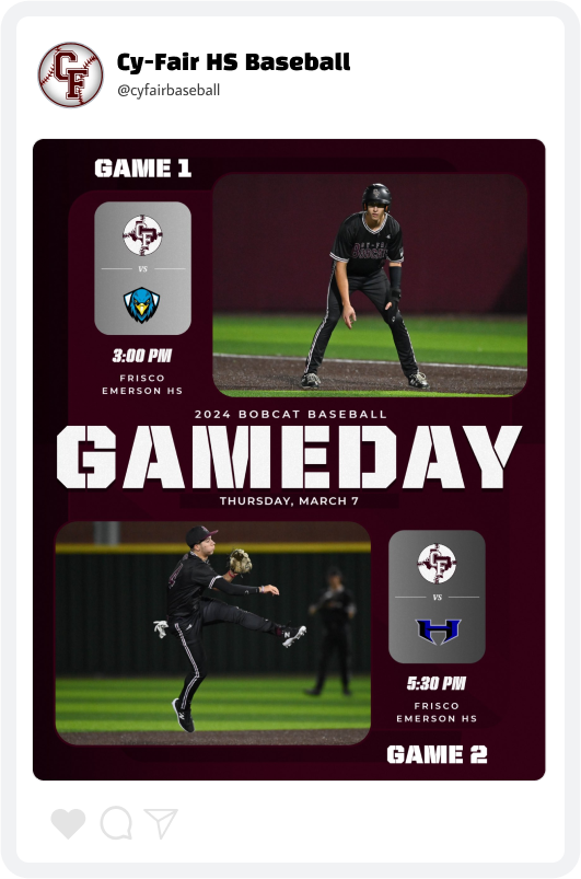 Cy-Fair High School Baseball Gameday Graphic