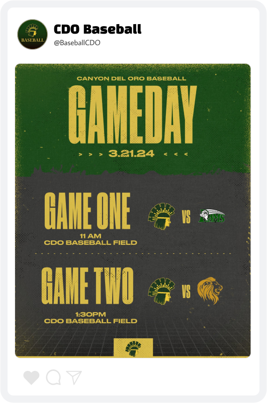 Canyon Del Oro Baseball Game Day Double Header Graphic