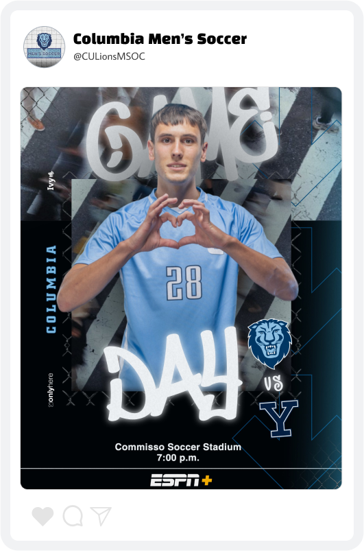 Columbia Men's Soccer Gameday Graphic