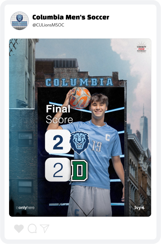 Columbia Men's Soccer Final Score Graphic