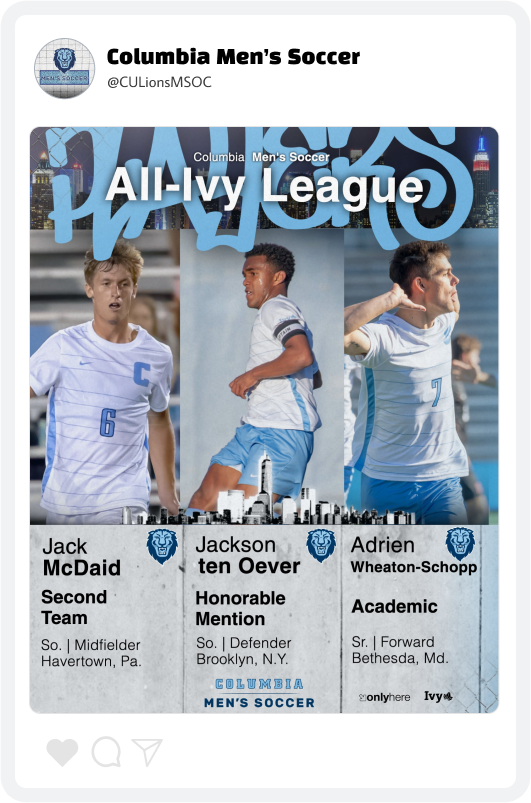 Columbia Men's Soccer Award Graphic