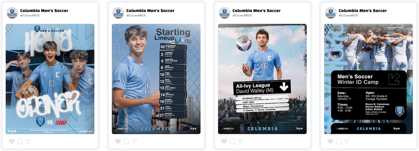 Columbia Men's Soccer Social Content