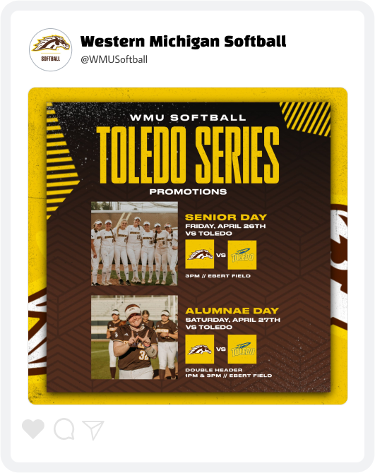 Western Michigan Softball Gameday / Doubleheader Graphic