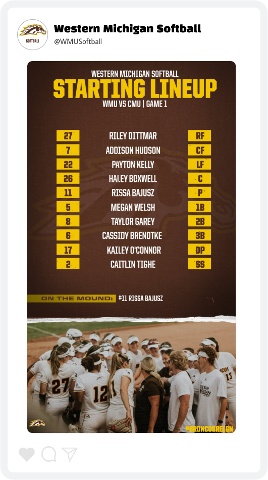 Western Michigan Starting Lineup Graphic