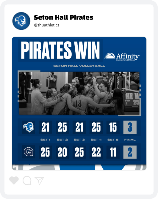 Seton Hall Volleyball Final Score Graphic