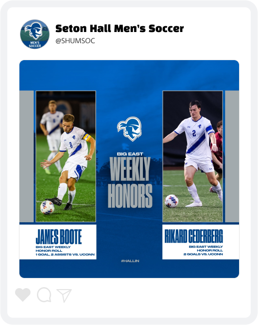 Seton Hall Men's Soccer Award Graphic