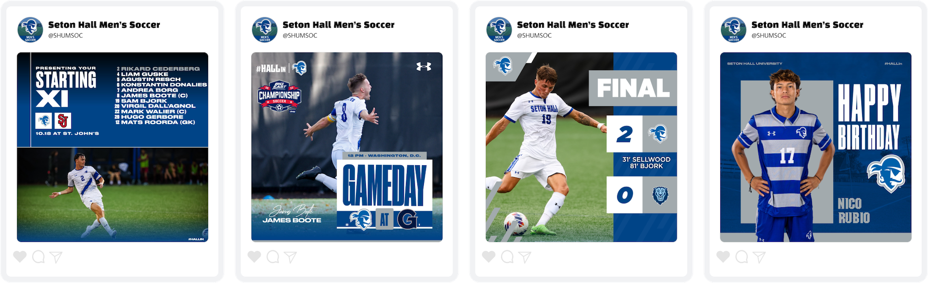 Seton Hall Men's Soccer Social Media Content