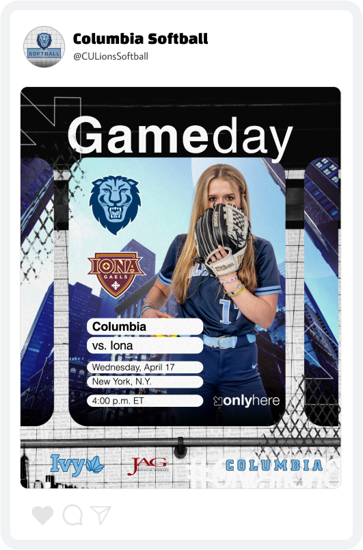 Columbia Softball Gameday Graphic