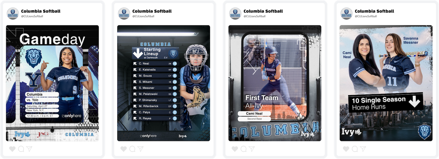 Columbia Softball Social Media Content