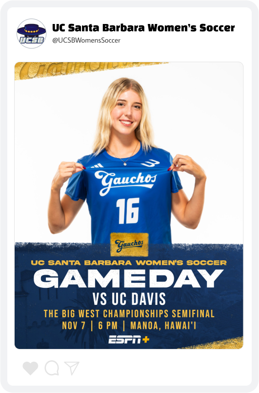 UCSB Women's Soccer Gameday Graphic