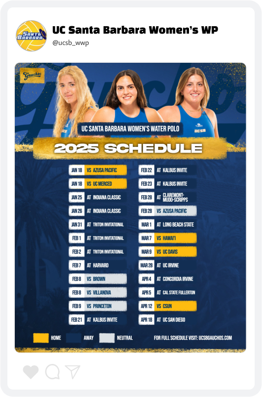 UCSB Water Polo Season Schedule