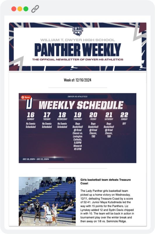 Dwyer Weekly Athletics Newsletter