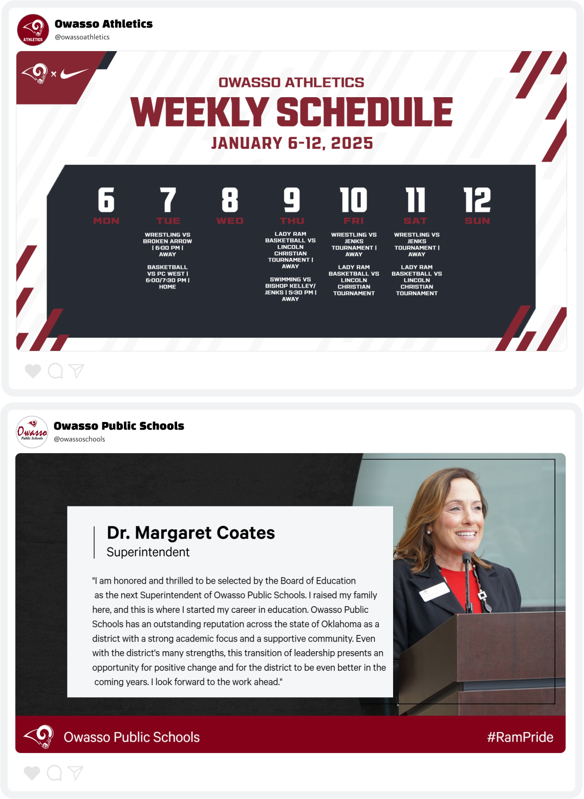 Owasso Weekly Schedule Graphic