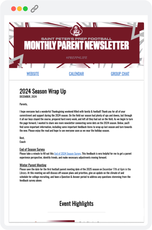 St Peter's Prep Monthly Parent Newsletter