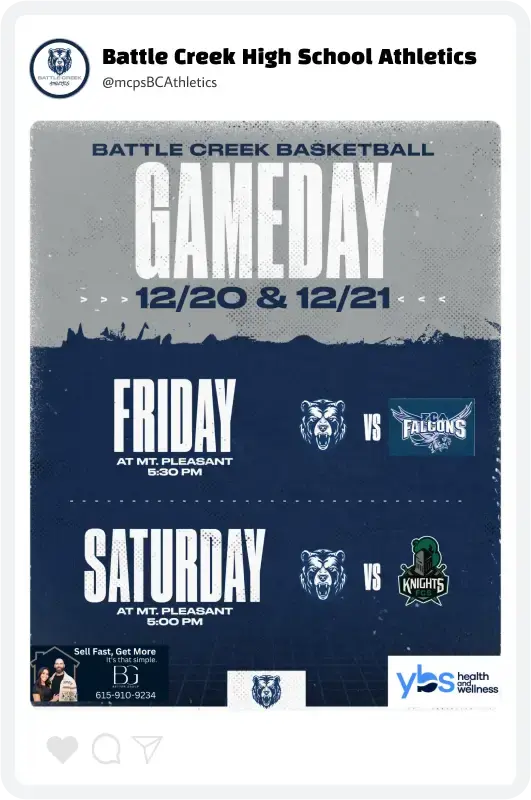 Battle Creek Gameday Graphic