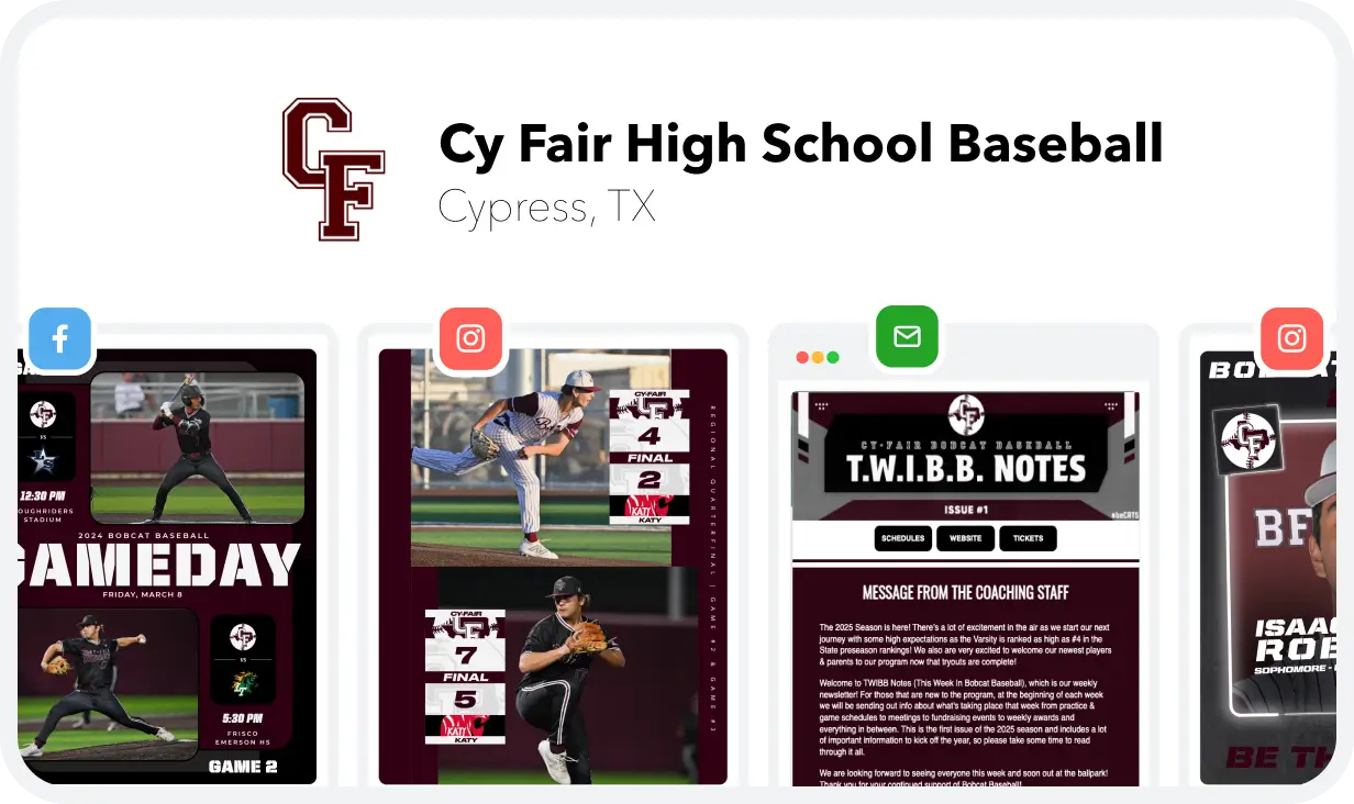 Cy Fair High School Baseball Example Image