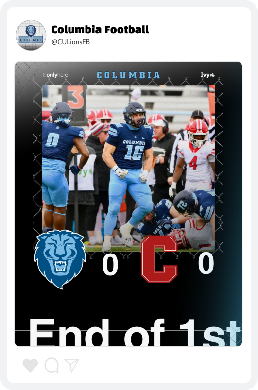 Columbia University Football Score Update Graphic