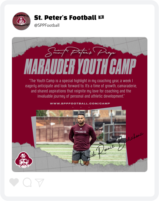 St. Peter's Prep Football Summer Camp Graphic