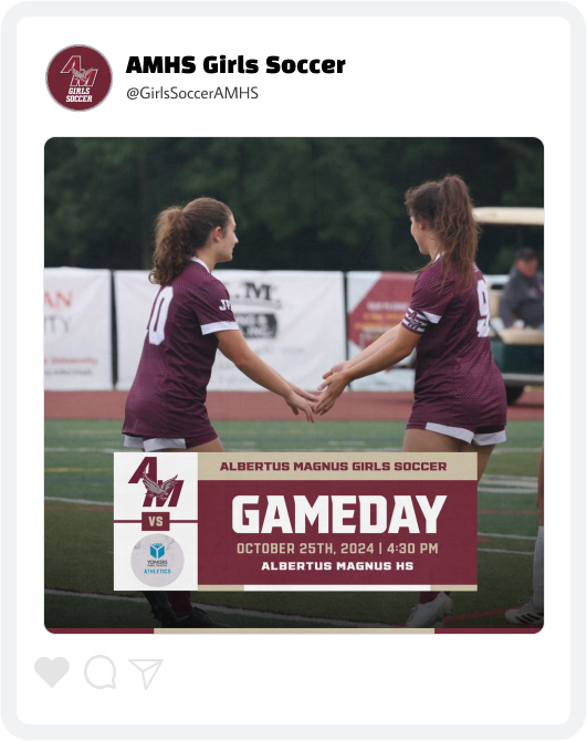 Albertus Magnus Girls' Soccer Game Day Graphic