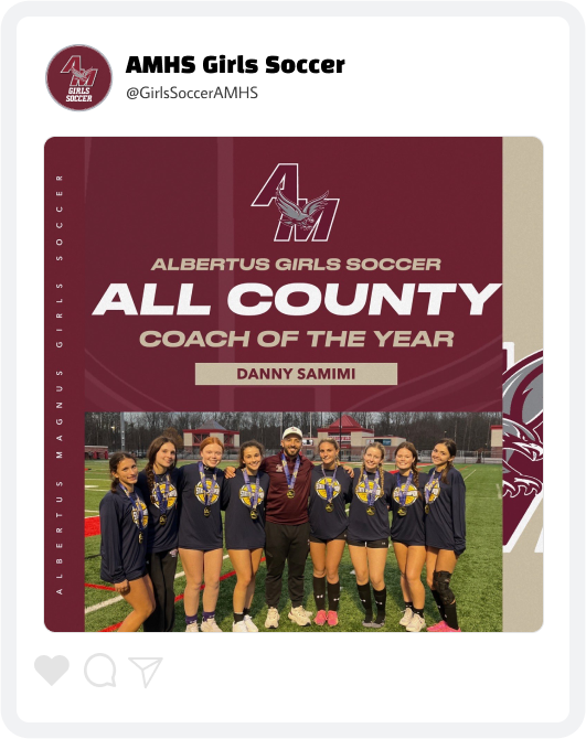 Albertus Magnus Girls' Soccer Coach Award Graphic