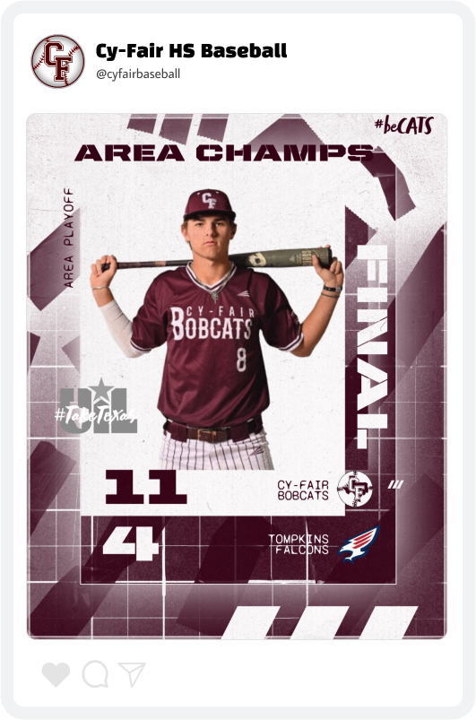 Cy-Fair High School Baseball Score Update Graphic