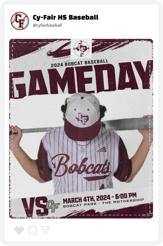 Cy-Fair High School Baseball Gameday Graphic