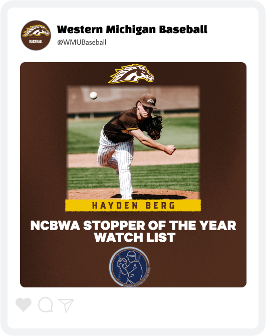 Western Michigan Baseball Award Graphic