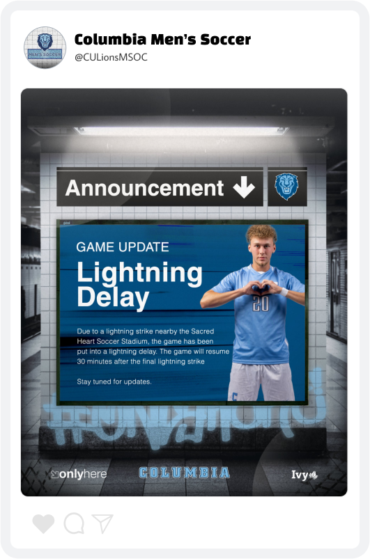 Columbia Men's Soccer Announcement Graphic