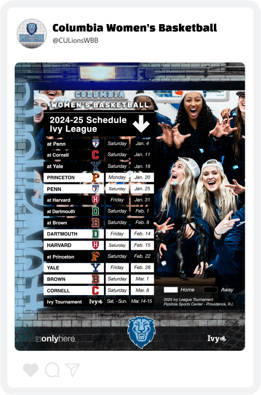 Columbia Women's Basketball Schedule Graphic