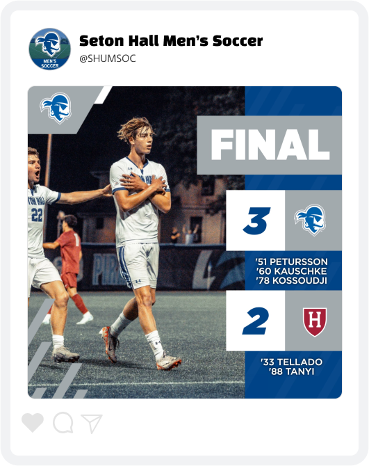 Seton Hall Men's Soccer Final Score Graphic