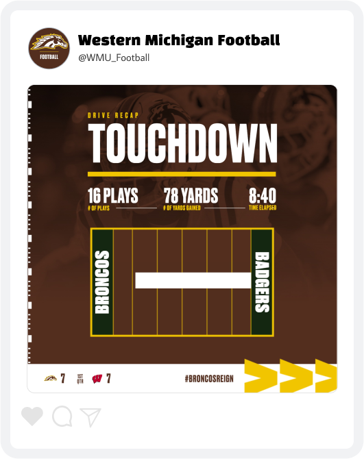 Western Michigan Football Score Update Graphic