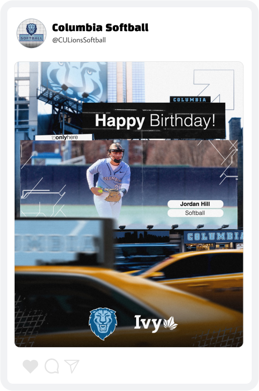 Columbia Softball Happy Birthday Graphic