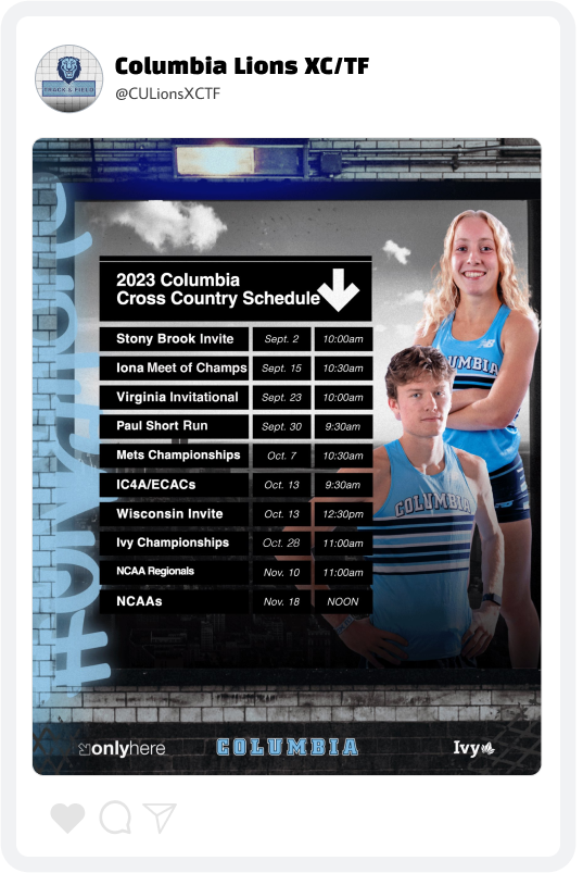 Columbia XC Schedule Graphic