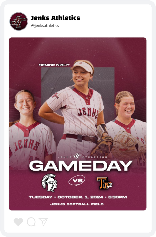 Jenks Softball Gameday Graphic