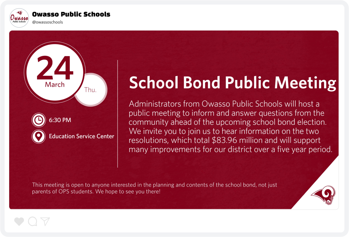 Owasso School Meeting Announcement