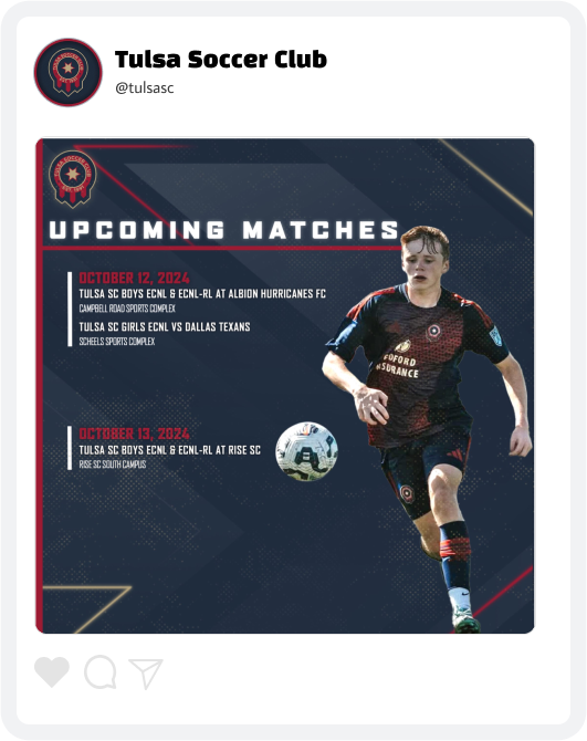 Tulsa SC Upcoming Match Schedule